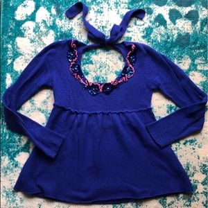 Free People | blue open back sweater size M